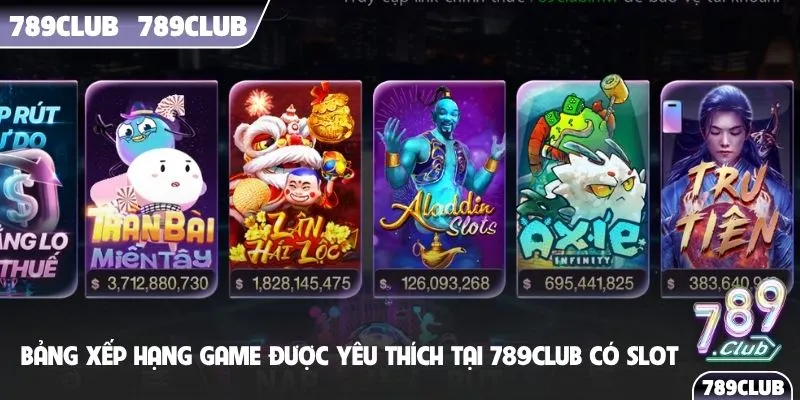 Bảng xếp hạng game được yêu thích tại 789Club có slot